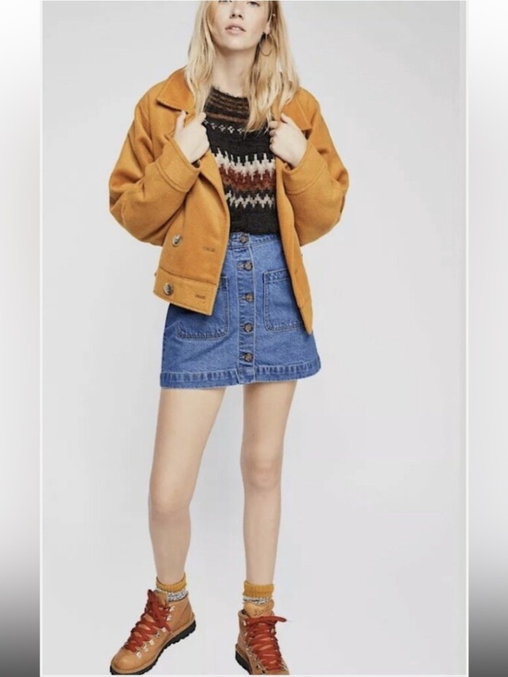 We the Free Free People Don't Get Me Wrong Denim Blue Mini Skirt High Rise Sz 26